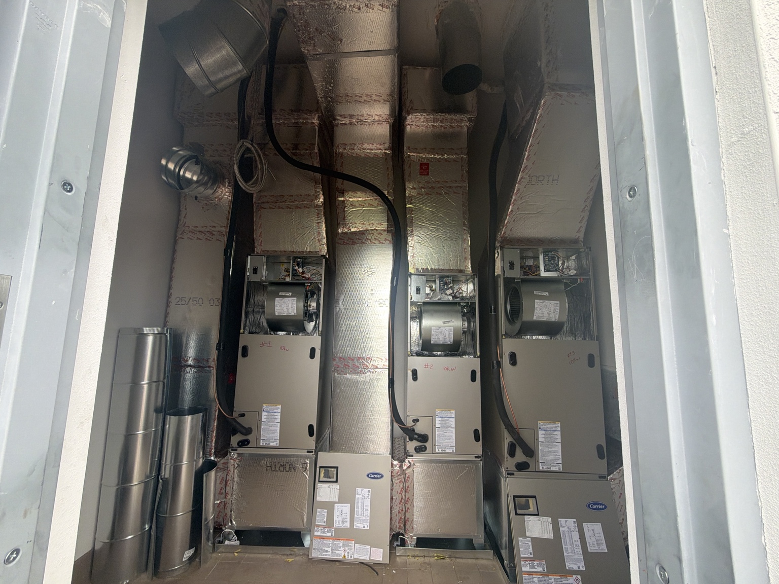 Multiple indoor air handling units at an installation site